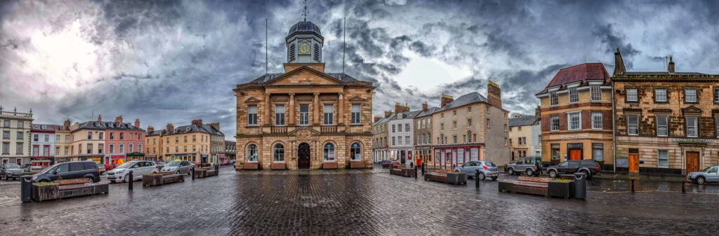 Kelso Square and Town Hall pieced from 6 original image files
